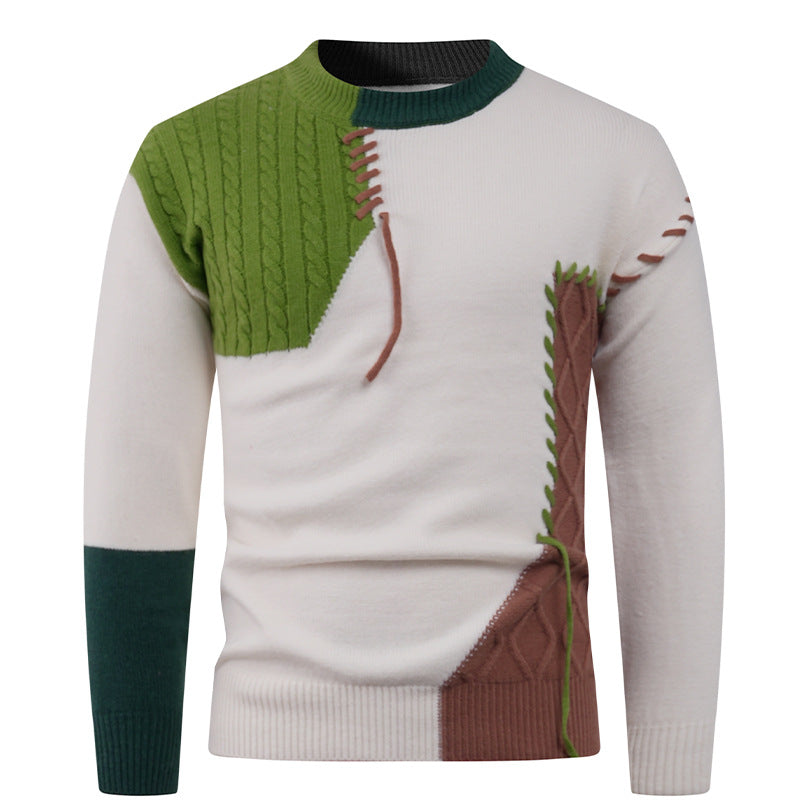 Herren modischer Strickpullover mit asymmetrischem Zopfmuster Krohn-e