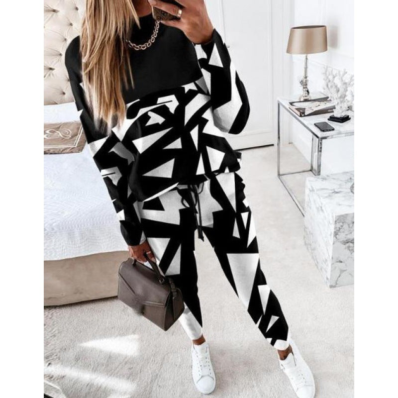 Damen trendy Sweatanzug mit grafischem Muster Krohn-e