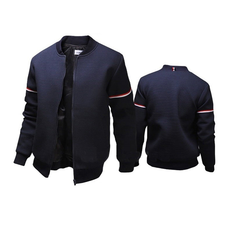 Herren sportliche Zip-Jacke mit strukturierter Oberfläche und Kontraststreifen Krohn-e