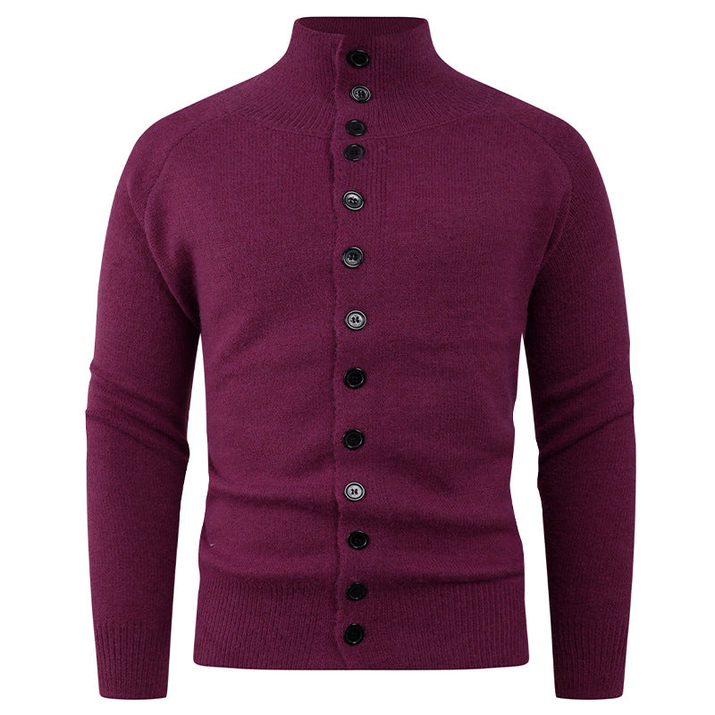 Herren Strickjacke mit modernem Stehkragen und Knopfverschluss Krohn-e