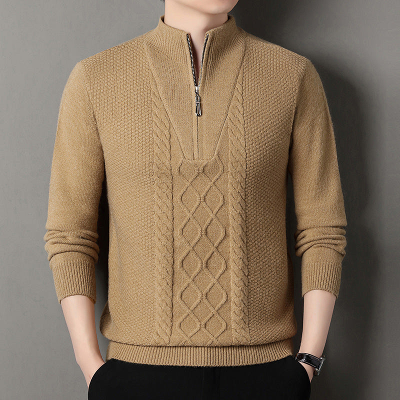 Herren Strickpullover mit hohem Kragen und Zipper Krohn-e