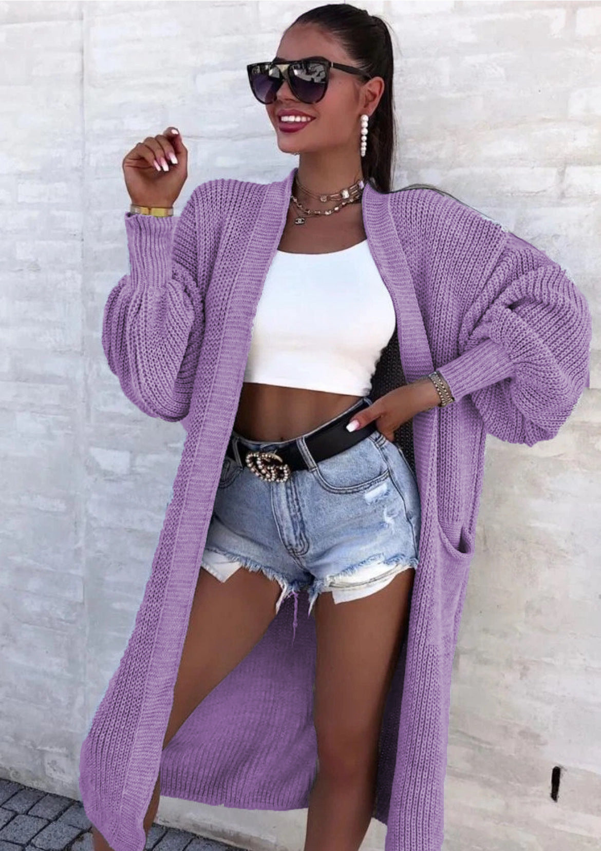 Damen Strickmantel mit weitem Schnitt und tiefen Taschen Krohn-e