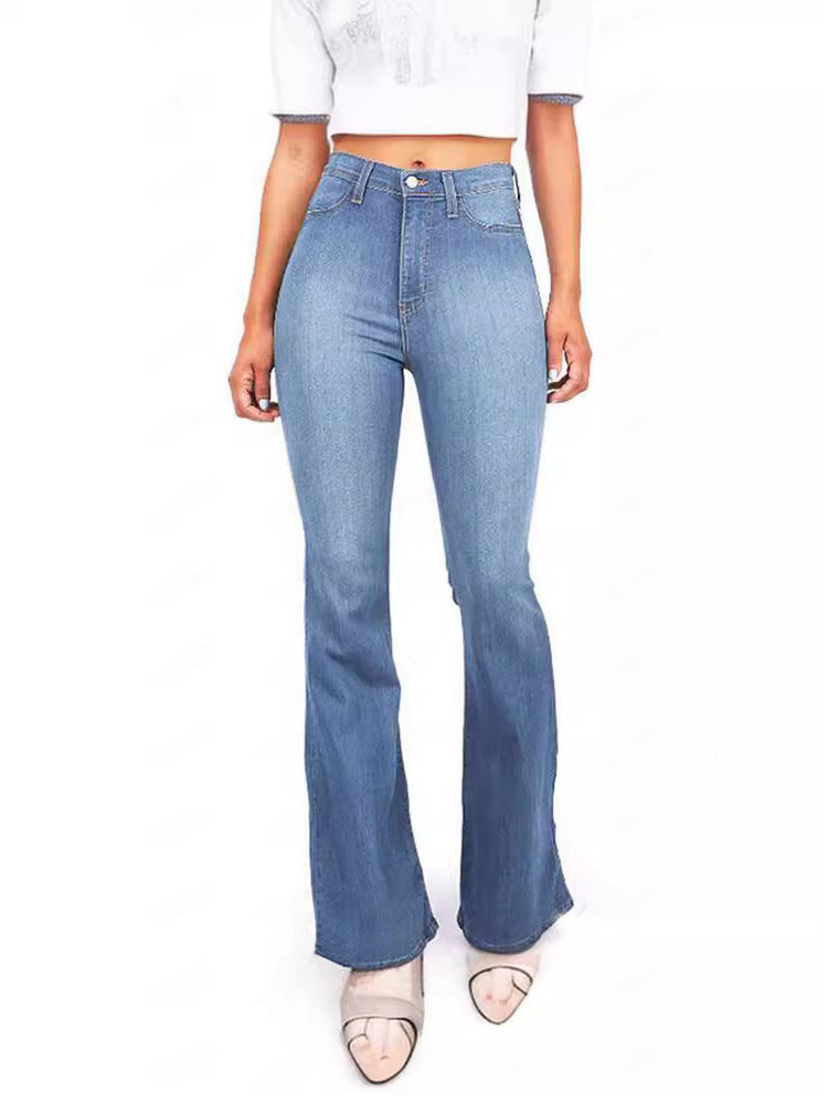 Damen Hoch taillierte Bootcut Jeans im eleganten zeitlosen Stil Krohn-e