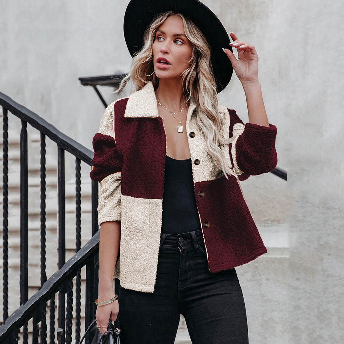 Damen Gemütliche Teddyjacke mit Statement-Kragen Krohn-e
