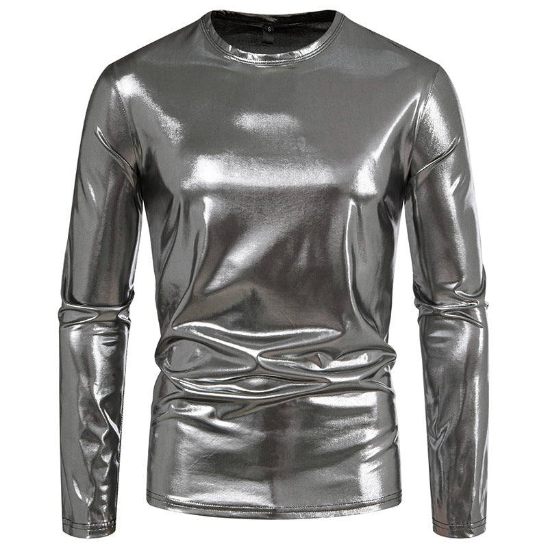 Herren Langarmshirt aus glattem, reflektierendem Material Krohn-e