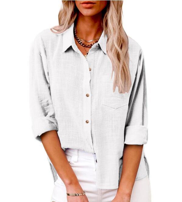 Damen lässige Leinenbluse mit kurzem Arm und Knopfdetails Krohn-e