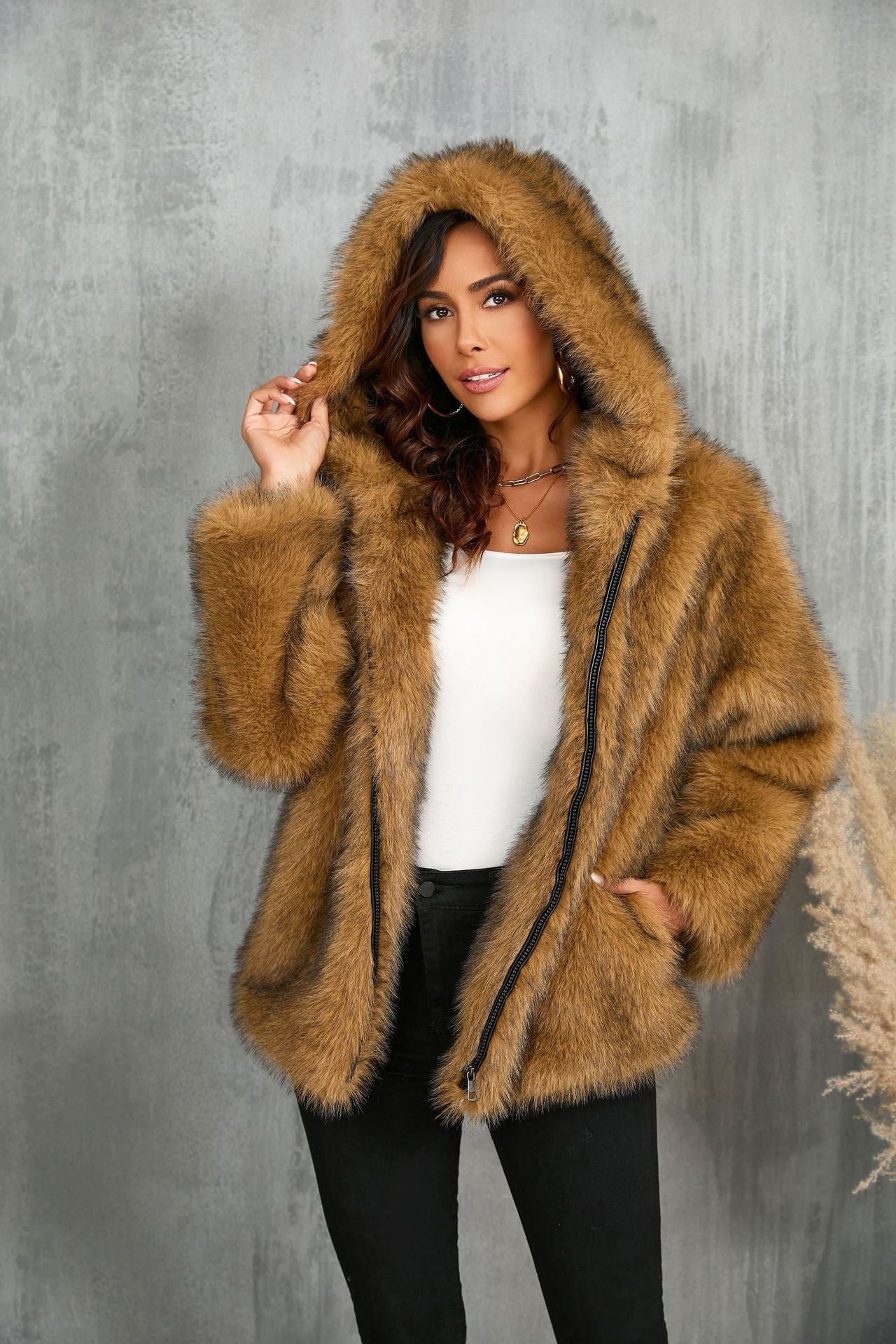 Damen kuschelige Kapuzenjacke Krohn-e