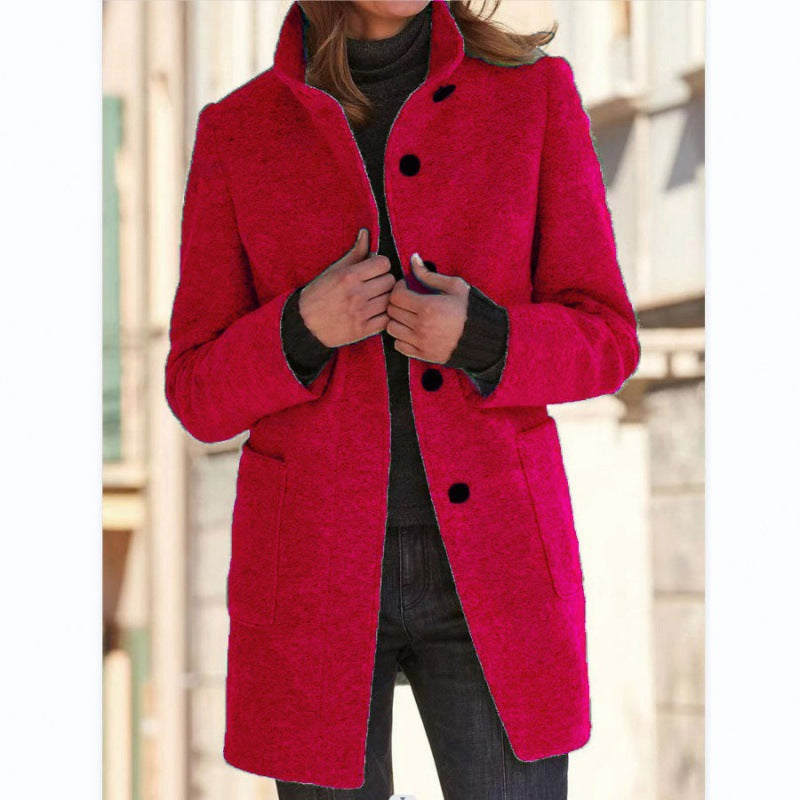 Damen elegante Wolljacke mit praktischen Taschen und Knopfverschluss Krohn-e