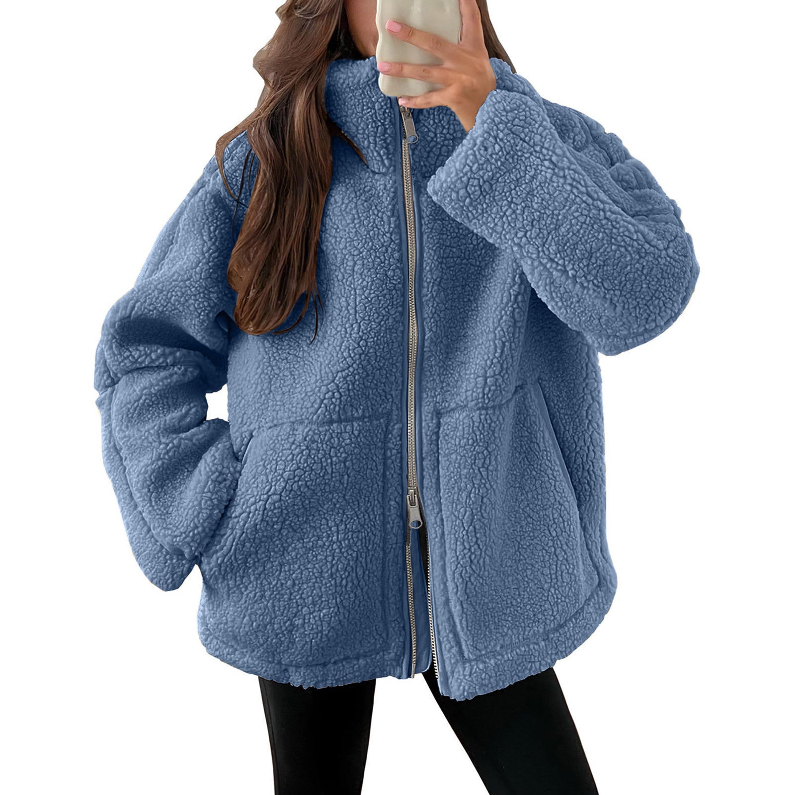 Damen Kuschelige Teddy-Jacke mit Reißverschluss Krohn-e