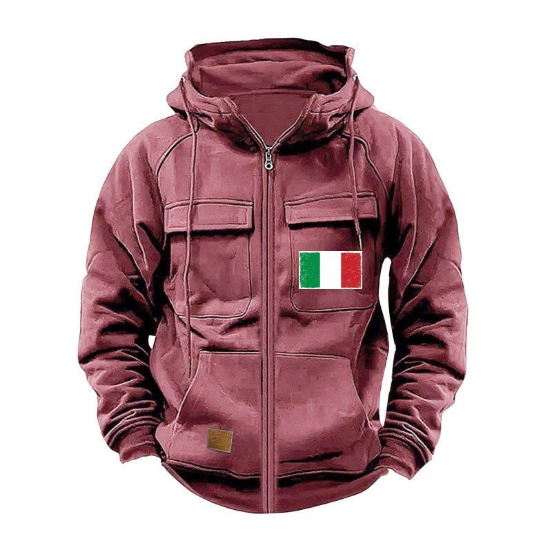 Herren modische Kapuzenjacke mit praktischen Taschen und verstellbarem Kragen Krohn-e