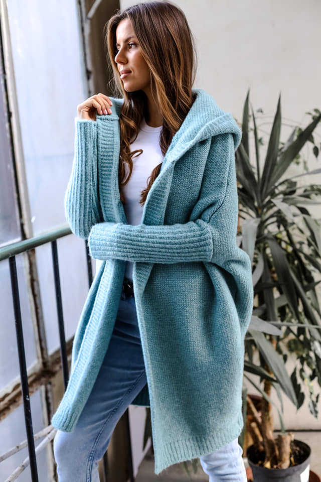 Damen Kuschelige Strickjacke mit Kapuze Krohn-e