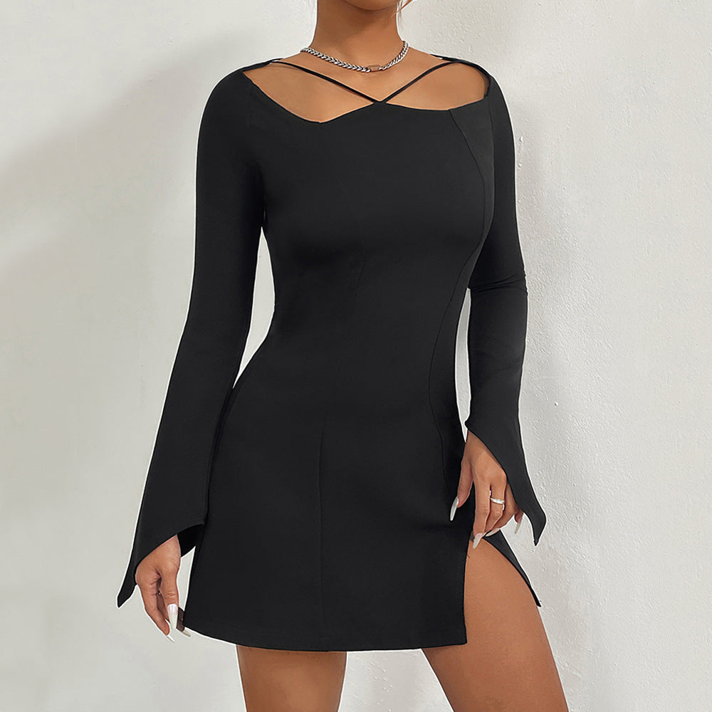 Stylish Hollow-Out Mini Dress with Pullover Top