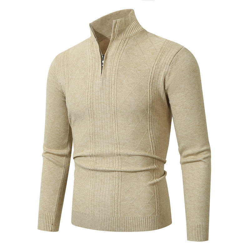 Herren eleganter Strickpullover mit Stehkragen und Reißverschluss Krohn-e