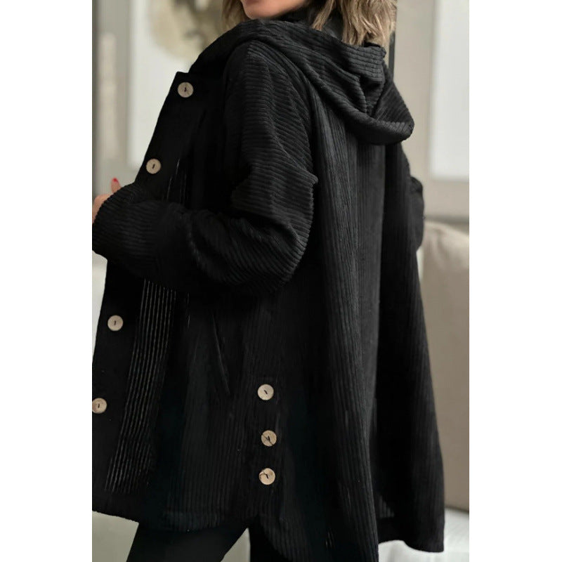 Damen kuschelige Kapuzenjacke aus feinem Cordstoff Krohn-e