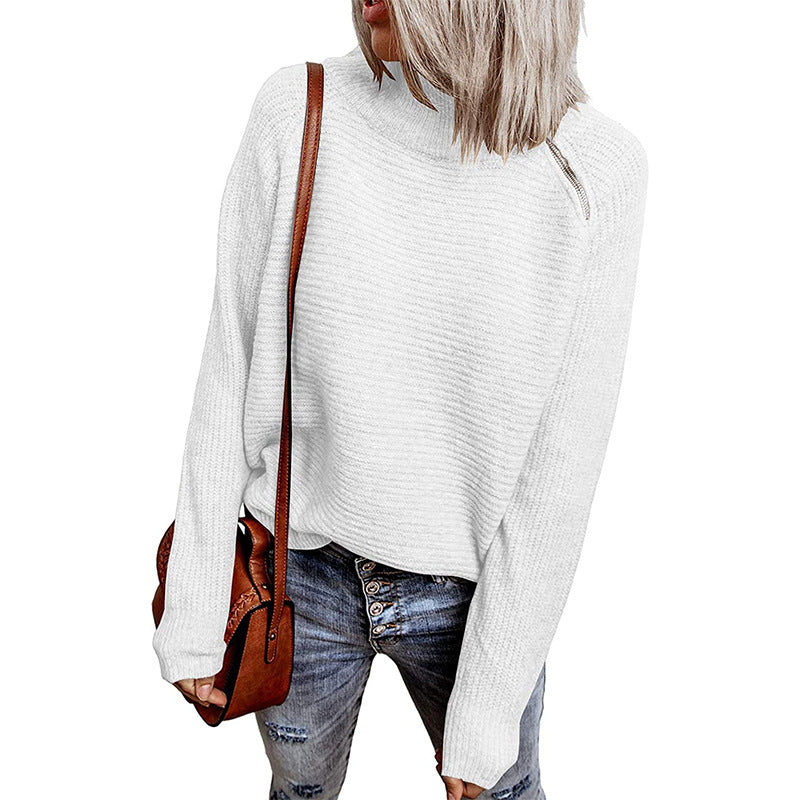 Damen trendiger oversize Pullover mit stylischem Stehkragen und angeschnittenen Ärmeln Krohn-e