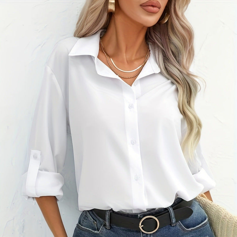 Damen elegante langärmelige Bluse aus atmungsaktiver Baumwolle Krohn-e