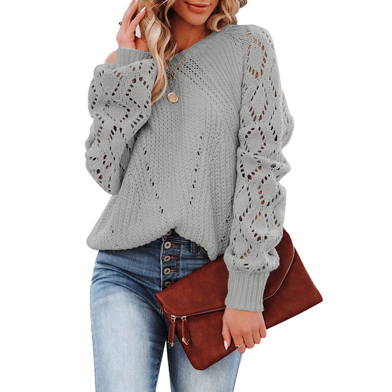 Damen Grobstrickpullover mit V-Ausschnitt und luftigen Ärmelöffnungen Krohn-e