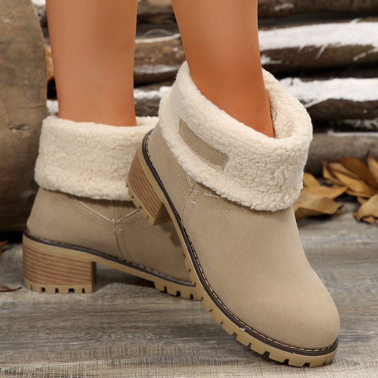Damen warme Stiefeletten mit flauschigem Schafsfellkragen Krohn-e