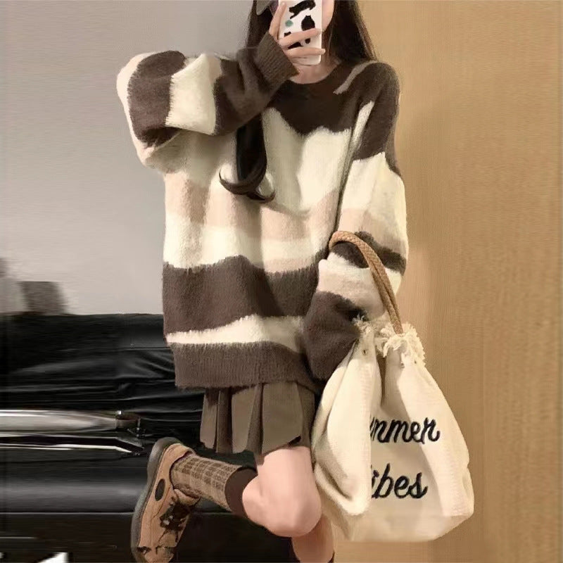 Damen Grobstrickpullover mit modischem Streifenmuster und lässigem Schnitt Krohn-e