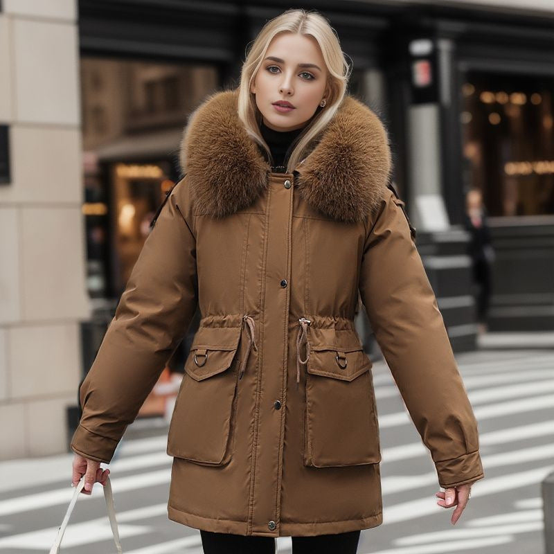 Damen warme Winterjacke mit abnehmbarem Pelzkragen Krohn-e