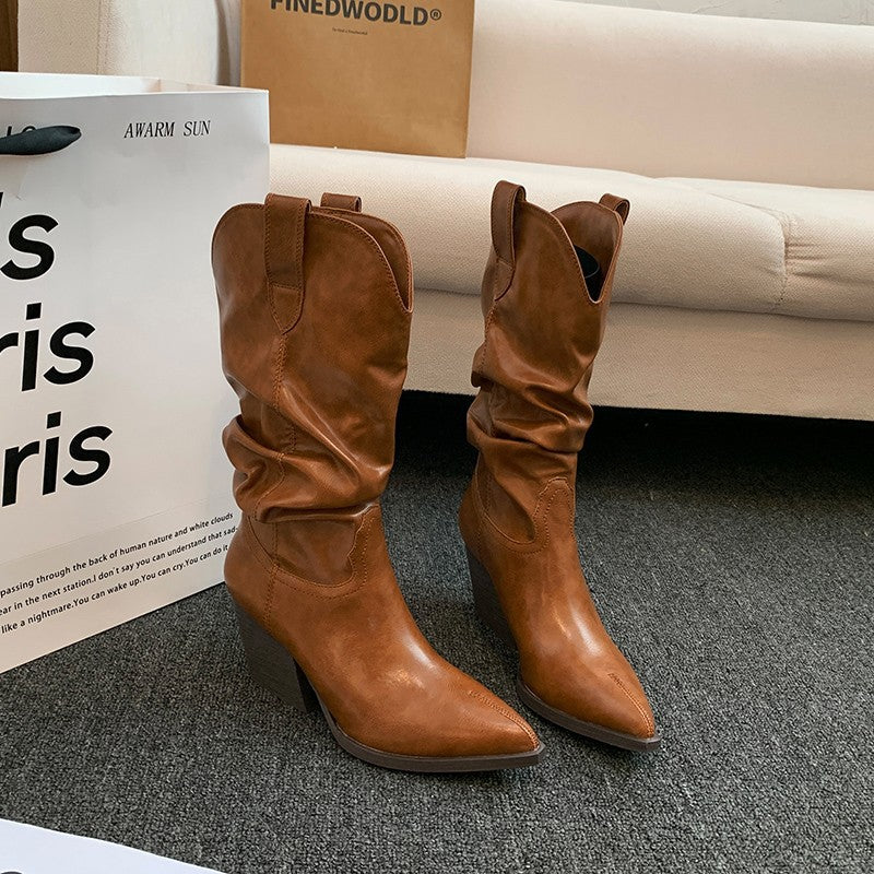 Damen Western-Stiefel mit eleganter Raffung und Absatz Krohn-e