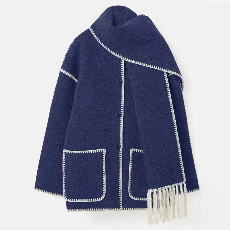 Damen Oversized Strickjacke mit Fransen und Taschen Krohn-e