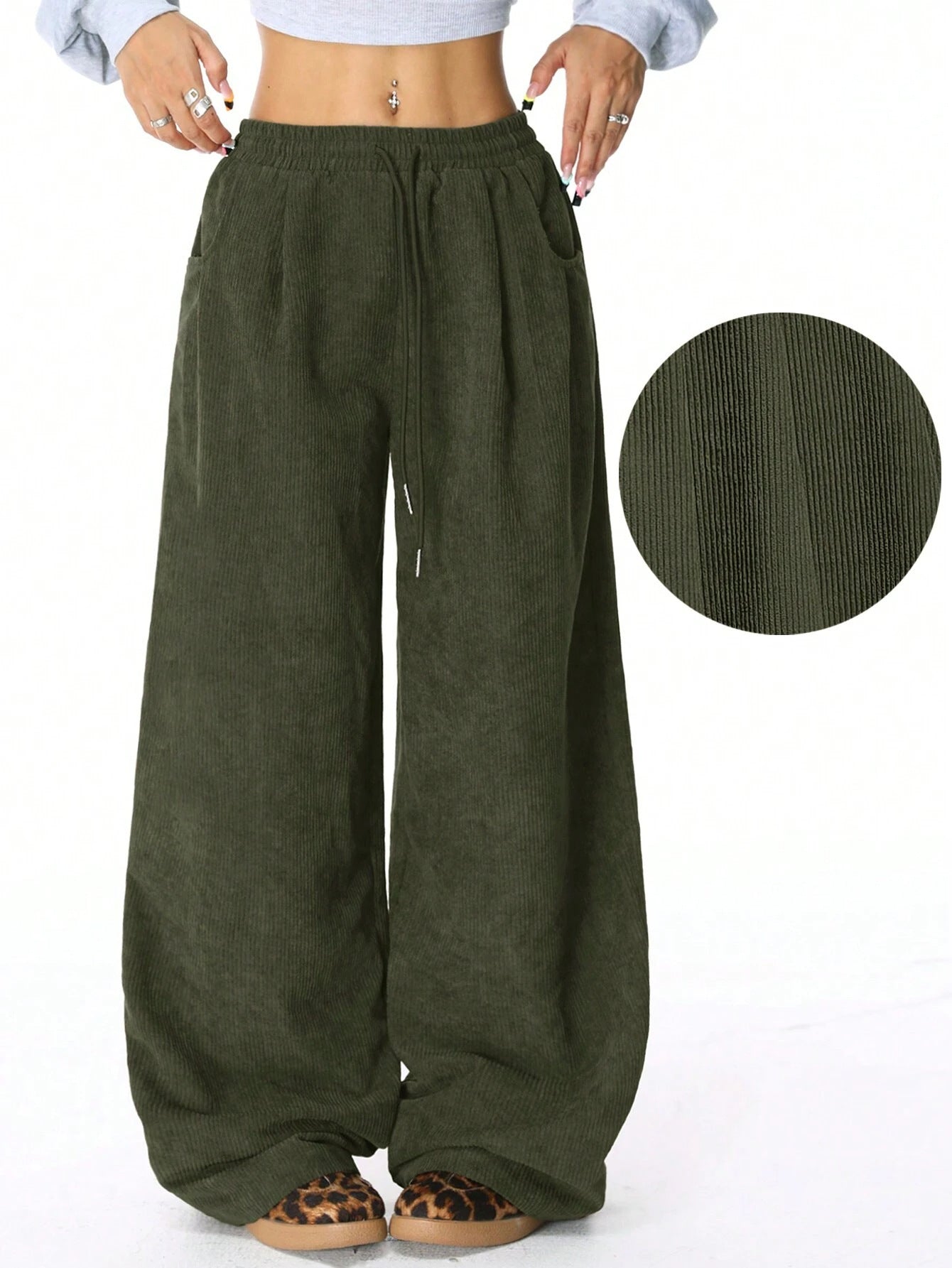 Damen Weite Cord-Hose mit elastischem Bund Krohn-e