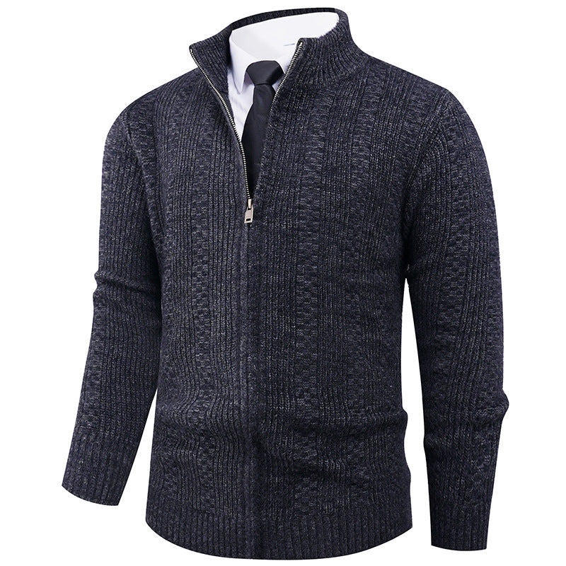 Herren Strickpullover mit Stehkragen und durchgehendem Reißverschluss Krohn-e