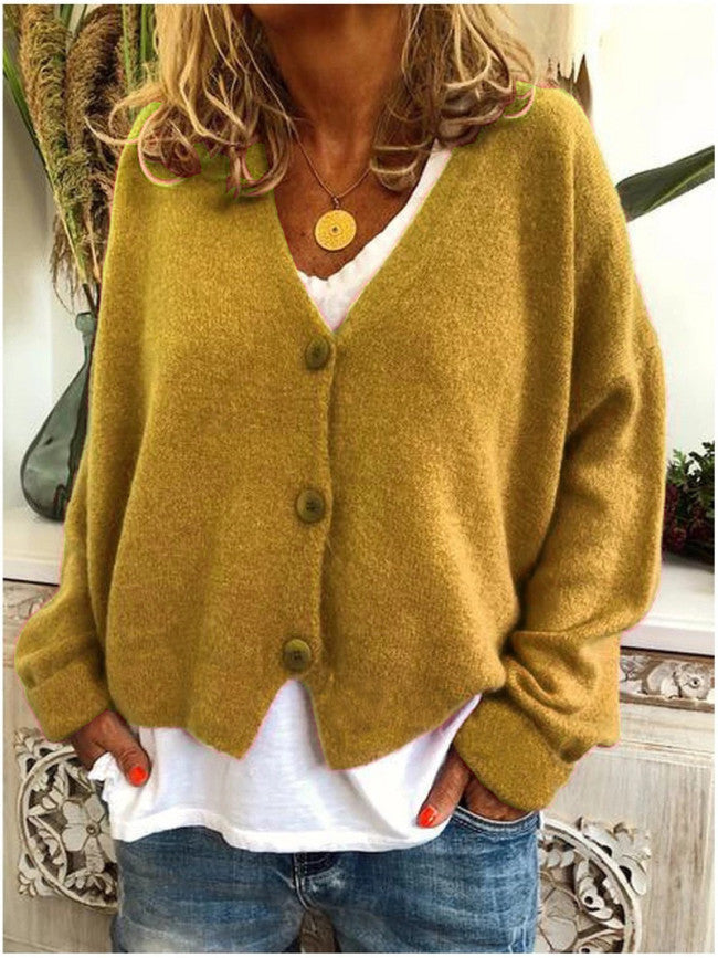 Damen Lässiger Strickcardigan mit offenem Design und knöpfbarem Verschluss Krohn-e