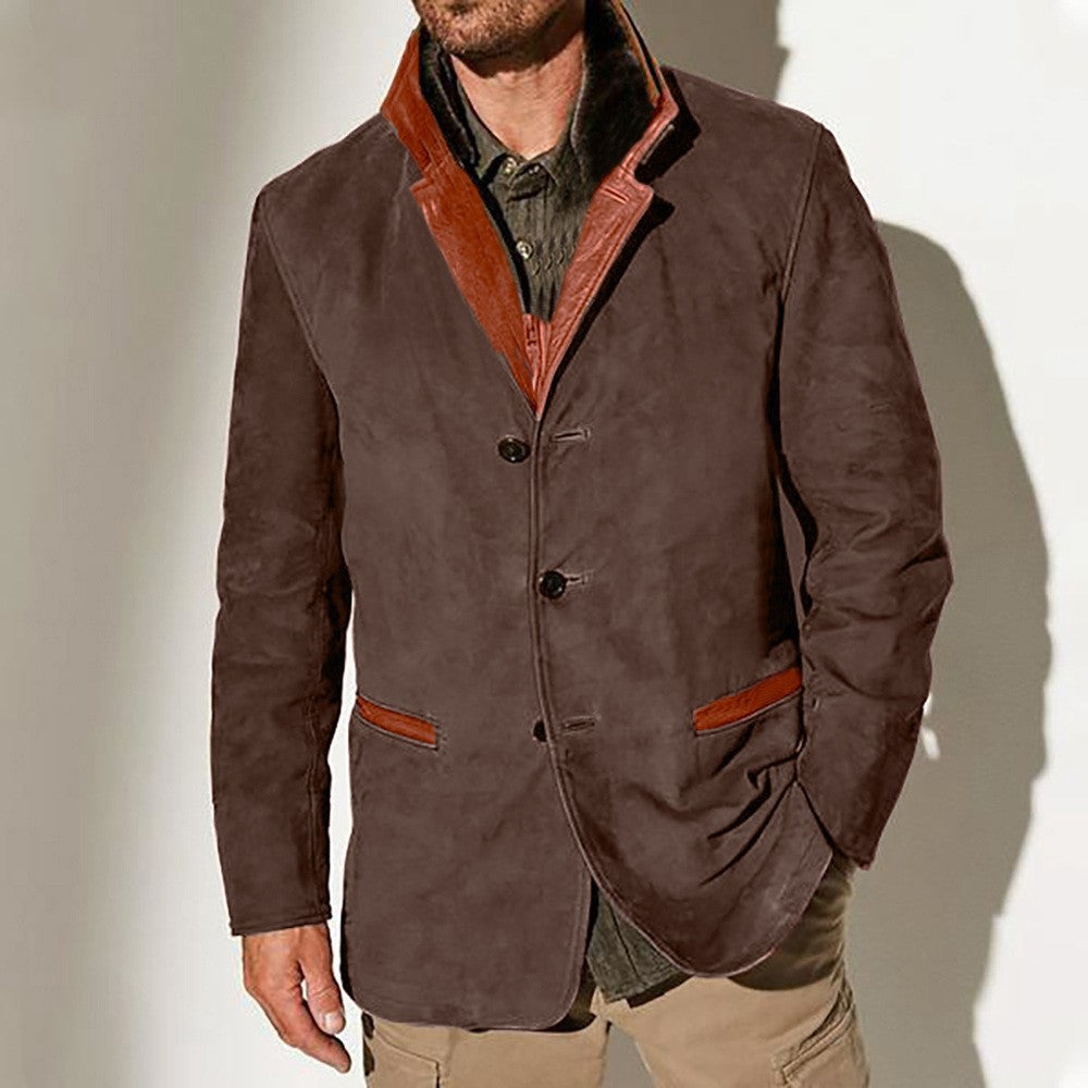 Herren elegante Wildlederjacke mit Kontrastdetails Krohn-e
