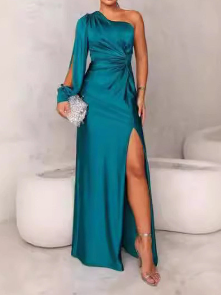 Damen Abendkleid mit asymmetrischem Ausschnitt und eleganter Faltenlegung Krohn-e