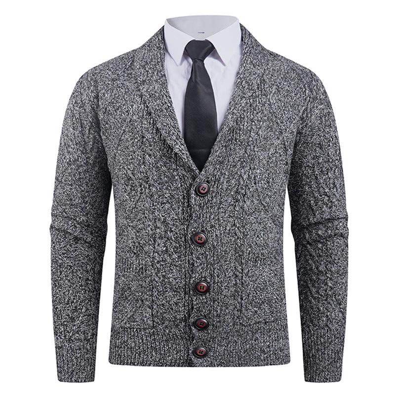 Herren Strickjacke mit markantem Zopfmuster und stilvollem Schalkragen Krohn-e