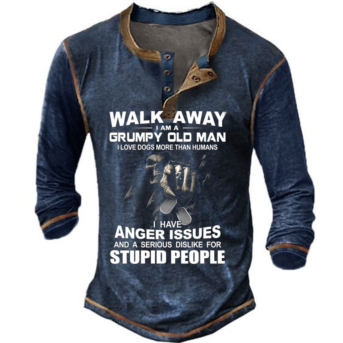 Herren Langarmshirt mit originellem Spruchdesign Krohn-e