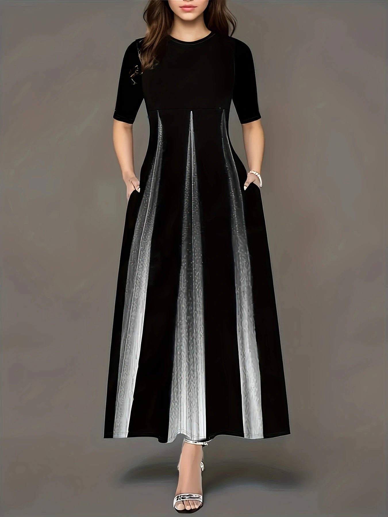 Damen Maxikleid mit modernem Farbverlauf und praktischen Seitentaschen Krohn-e