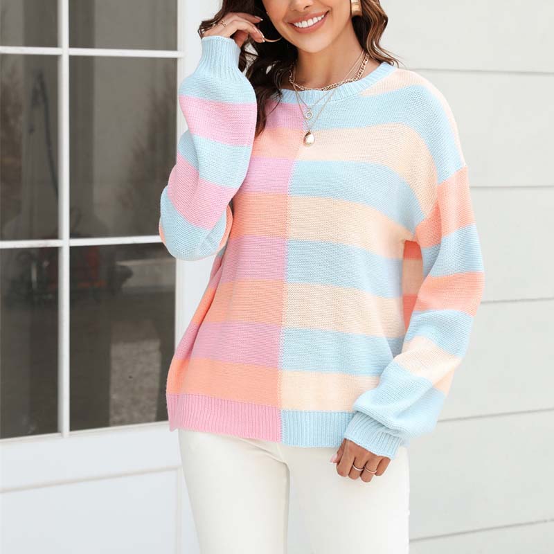 Krohn-e | Farbiger Gestreifter Strickpullover Mit Stil