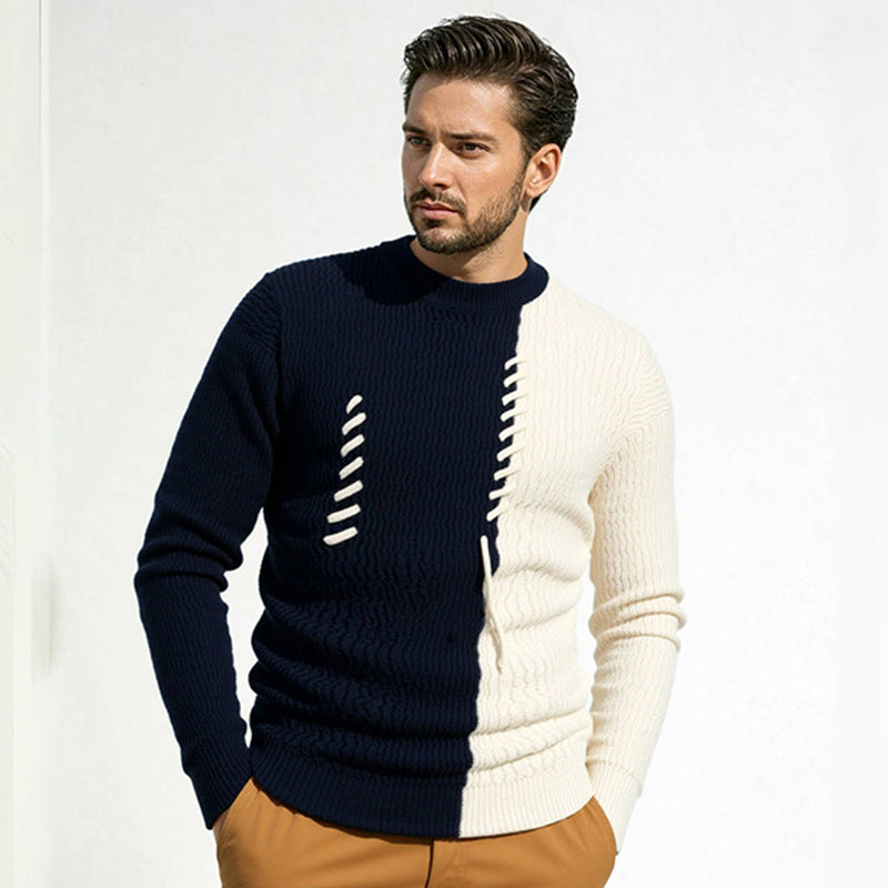 Herren Strickpullover mit modernem Struktur-Design und kontrastierenden Mustern Krohn-e