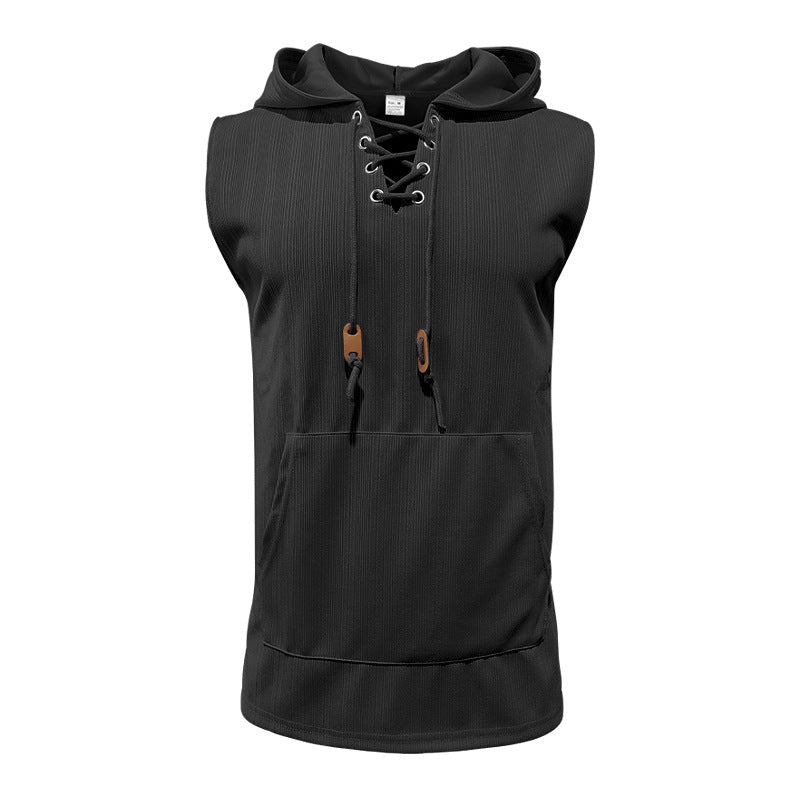 Herren Ärmelloses Sport-Tanktop mit Kapuze und Schnürung Krohn-e