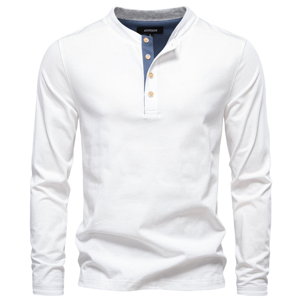 Herren Langarm-Henley-Shirt mit eleganten Druckknöpfen und bequemer Passform Krohn-e