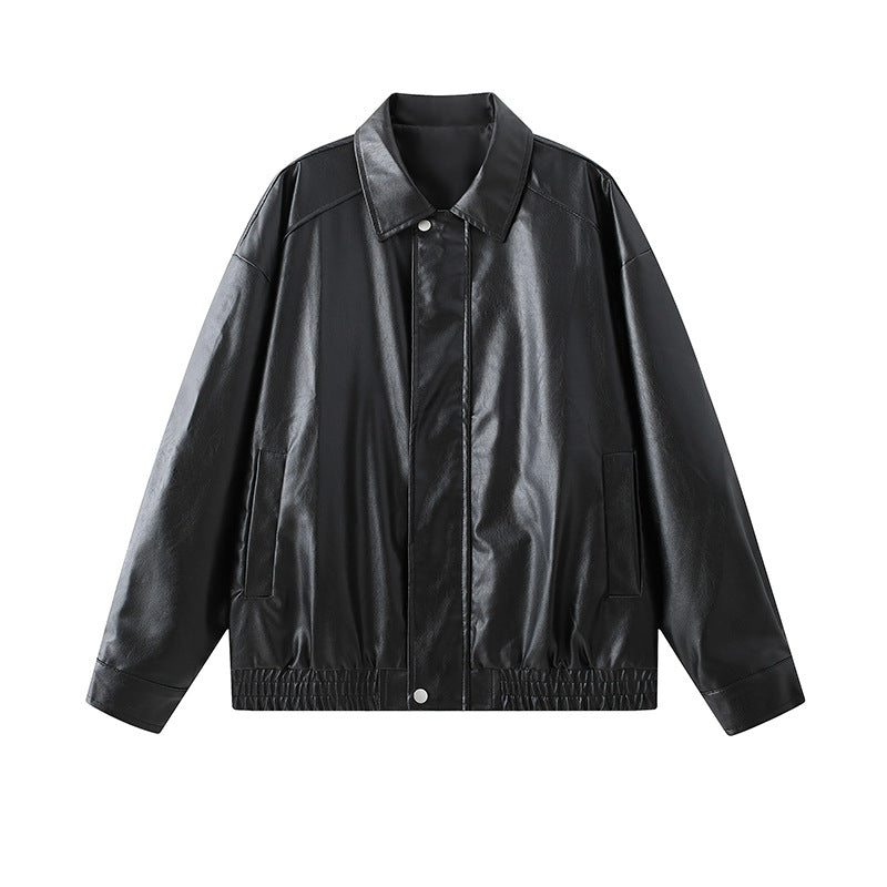 Herren elegante Kunstlederjacke mit elastischem Bund Krohn-e