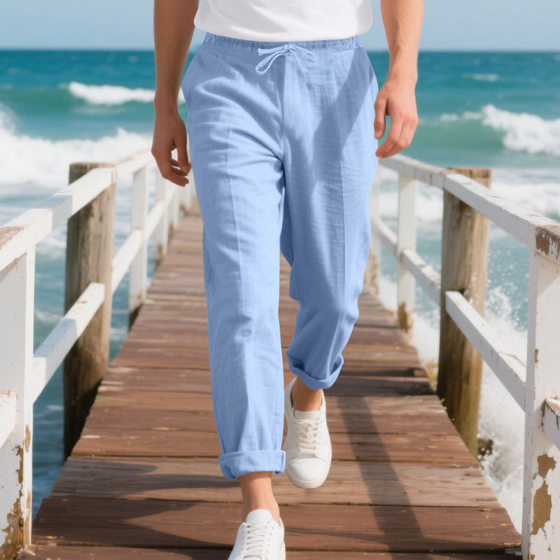 Herren bequeme Strandhose mit elastischem Bund und verstellbarem Kordelzug Krohn-e