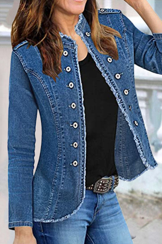 Krohn-e | Kragen Fitted Denim Jacke