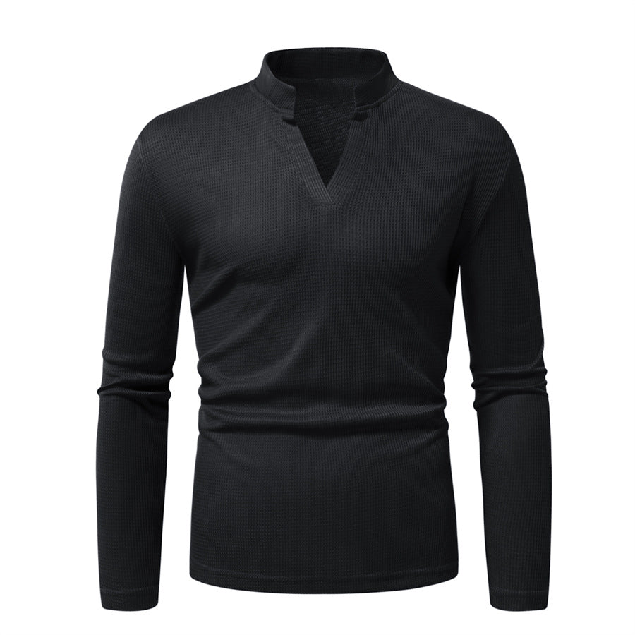 Herren Langarmshirt mit modernem Stehkragen und strukturierter Oberfläche Krohn-e