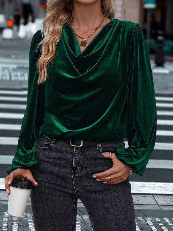 Damen Elegantes Viskosebluse mit Wasserfallausschnitt Krohn-e