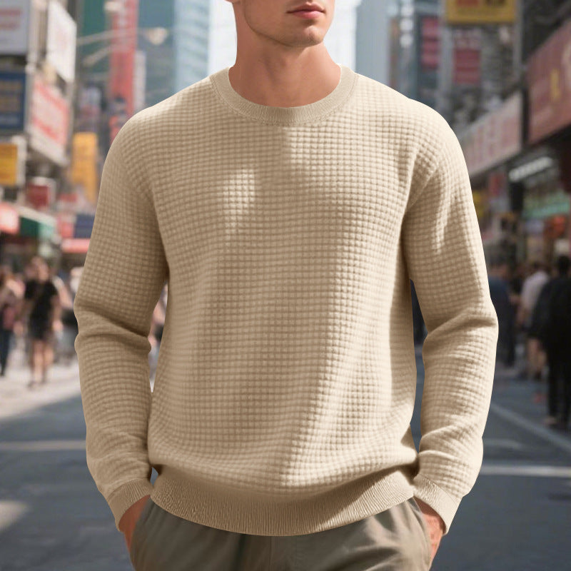 Herren warmer Pullover mit strukturiertem Gewebe und Rundhalsausschnitt Krohn-e