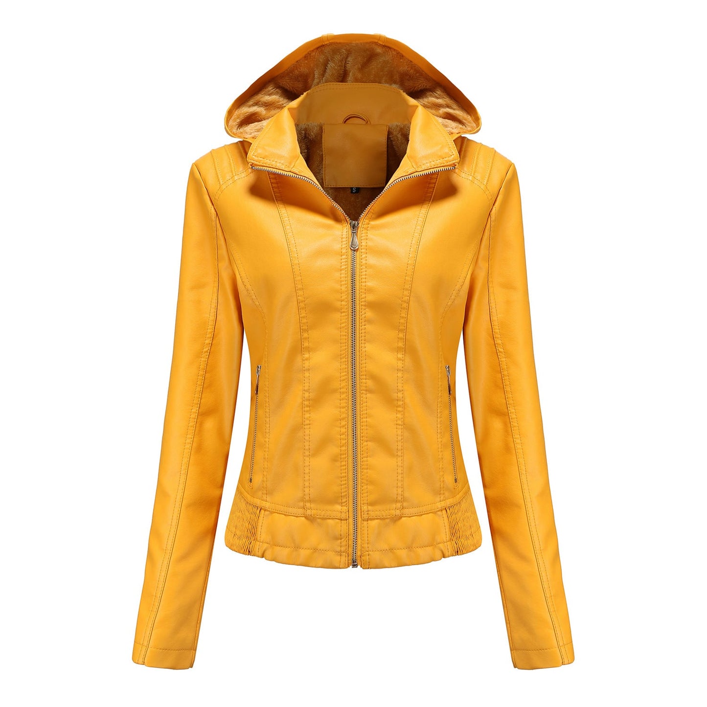 Damen stilvolle Kunstlederjacke mit hochabschließendem Kragen und elastischen Bündchen Krohn-e