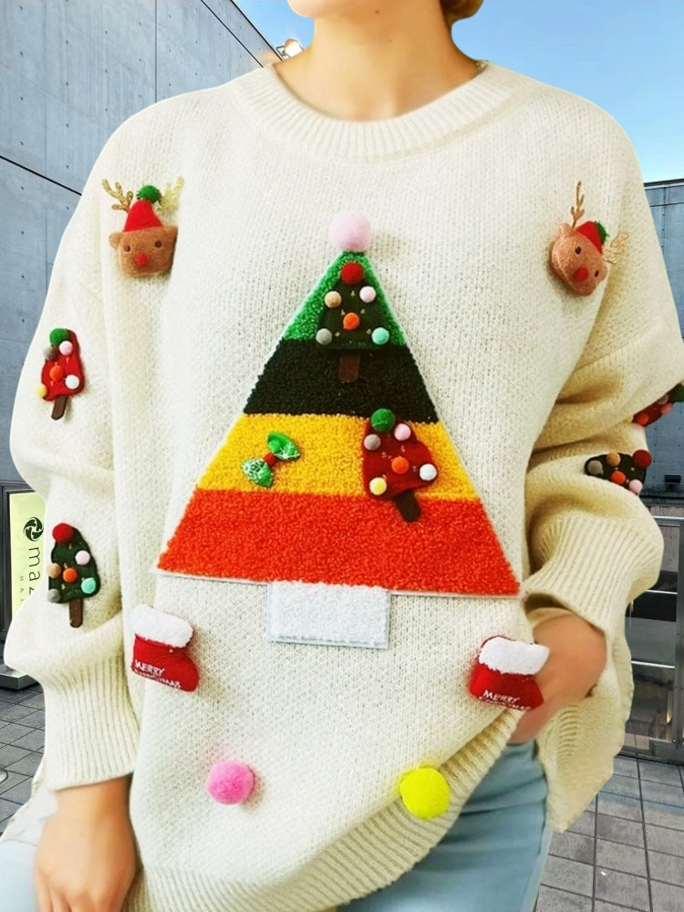Damen Weihnachts-Pullover mit 3D-Elementen und festlichen Applikationen Krohn-e