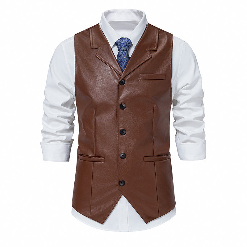 Herren elegante Kunstlederweste Krohn-e