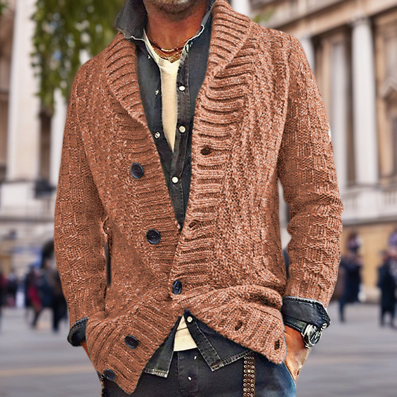Herren Strickjacke mit großem Schalkragen und strukturiertem Design Krohn-e