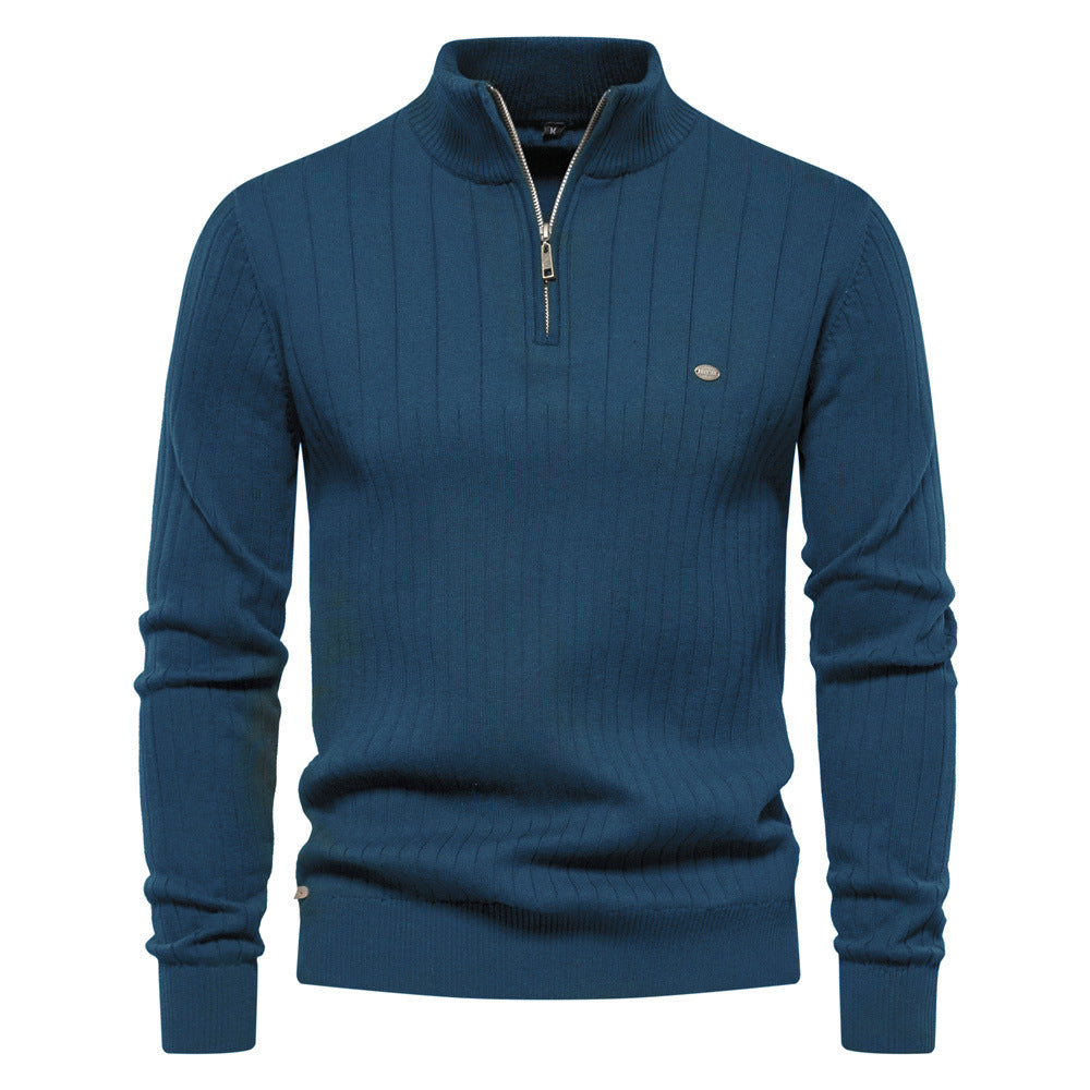 Herren Pullover mit halbem Reißverschluss und Rippstruktur Krohn-e