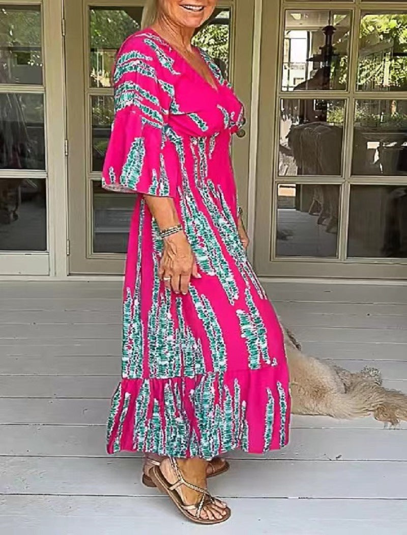 Fudus Damen Blumenkleid, mittellanger Blumenrock